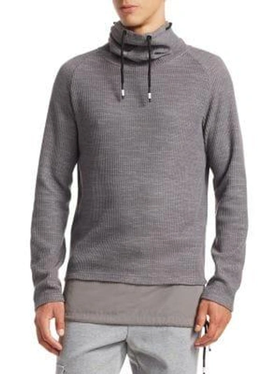 Shop Madison Supply Mockneck Mixed Fabric Sweater In Quiet Shade