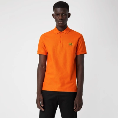 Shop Burberry Archive Logo Cotton Piqué Polo Shirt In Clementine