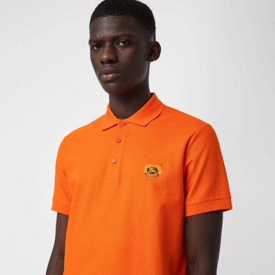 Shop Burberry Archive Logo Cotton Piqué Polo Shirt In Clementine