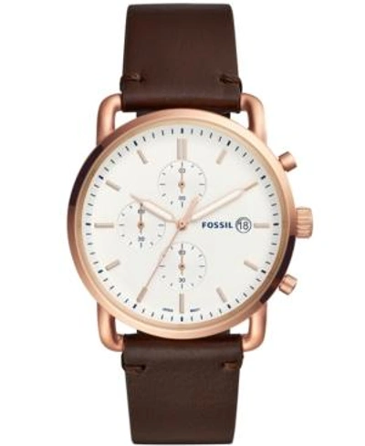 Shop Fossil Men's Chronograph Commuter Brown Leather Strap Watch 42mm