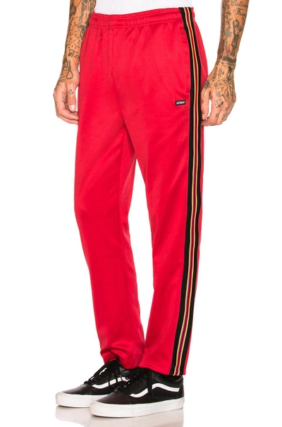 Shop Stussy Textured Rib Track Pant In Red