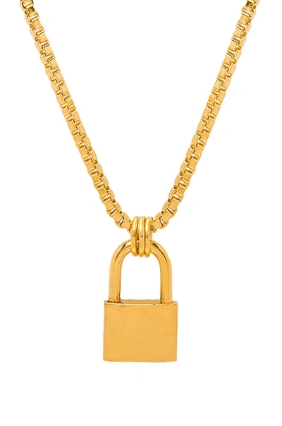 Shop Laruicci Lock Necklace In Metallic Gold