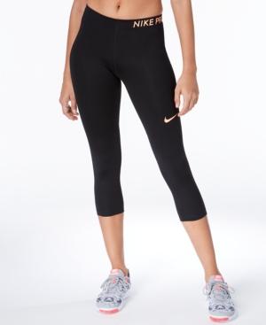 Nike Pro Dri-fit Capri Training Leggings In Black/crimson Pink | ModeSens