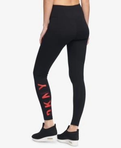 Shop Dkny Sport High-rise Logo Ankle Leggings, Created For Macy's In Begonia