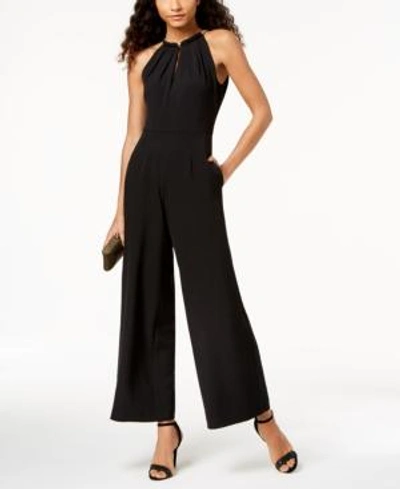 Shop Donna Ricco Sleeveless Hardware-embellished Jumpsuit In Black