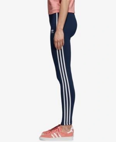Shop Adidas Originals Adicolor Three-stripe Leggings In Collegiate Navy