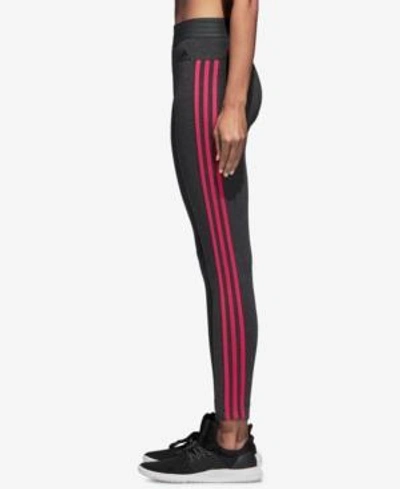 Shop Adidas Originals Adidas Essentials Leggings In Dark Grey Heather/real Magenta