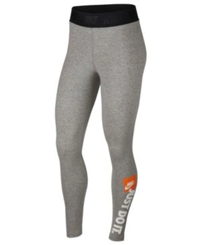 Shop Nike "just Do It" High-waist Leggings In Dark Grey Heather