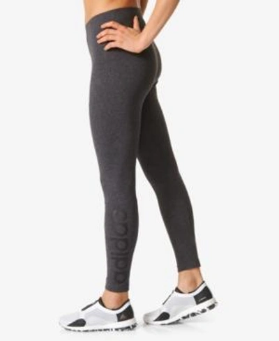 Shop Adidas Originals Adidas Essential Linear Logo Leggings In Dark Grey Heather/black