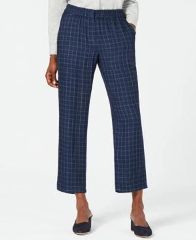 Shop Eileen Fisher Printed Cropped Silk Pants, Regular & Petite In Midnight