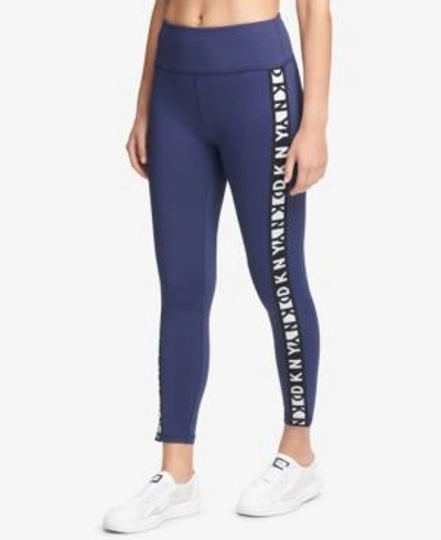 Shop Dkny Sport Logo High-waist Ankle Leggings, Created For Macy's In Peacoat