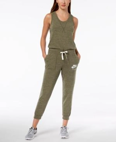 Shop Nike Sportswear Gym Vintage Jumpsuit In Olive Canvas
