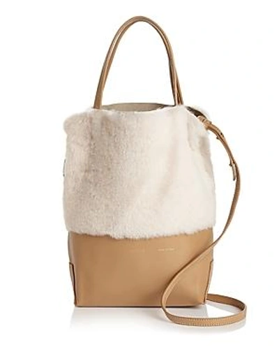 Shop Alice.d Small Leather & Shearling Tote - 100% Exclusive In Camel/cream/gold
