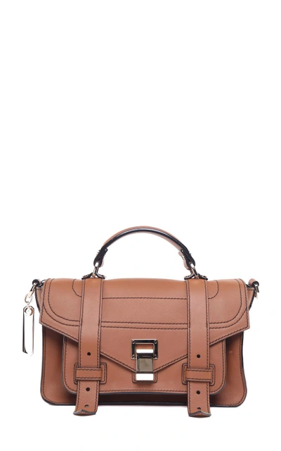 Shop Proenza Schouler Ps1+tiny Leather Shoulder Bag In Marrone