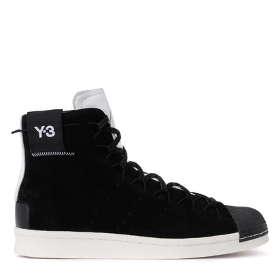 Shop Y-3 Super High Black Suede And White Leather High Top Sneaker In Multicolor