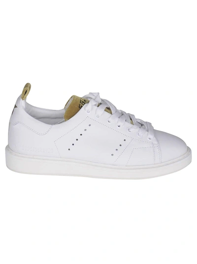 Shop Golden Goose Starter Sneakers In White Leather Gold Velvet