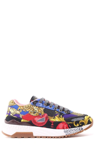 Shop Versace Achilles Barocco And Signature Pillow Talk-print Canvas Trainers In Multi
