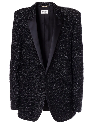 Shop Saint Laurent Sequin Blazer In Black