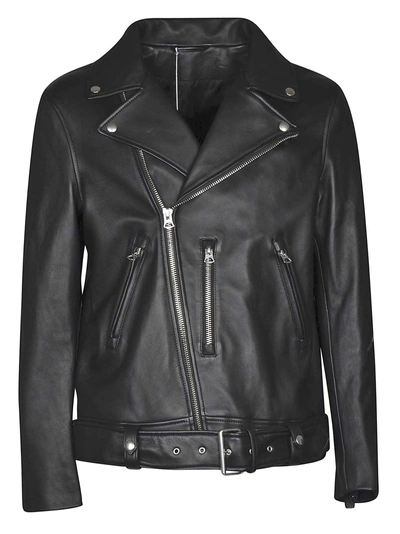 Shop Acne Studios Belted Vintage Biker Jacket In Black