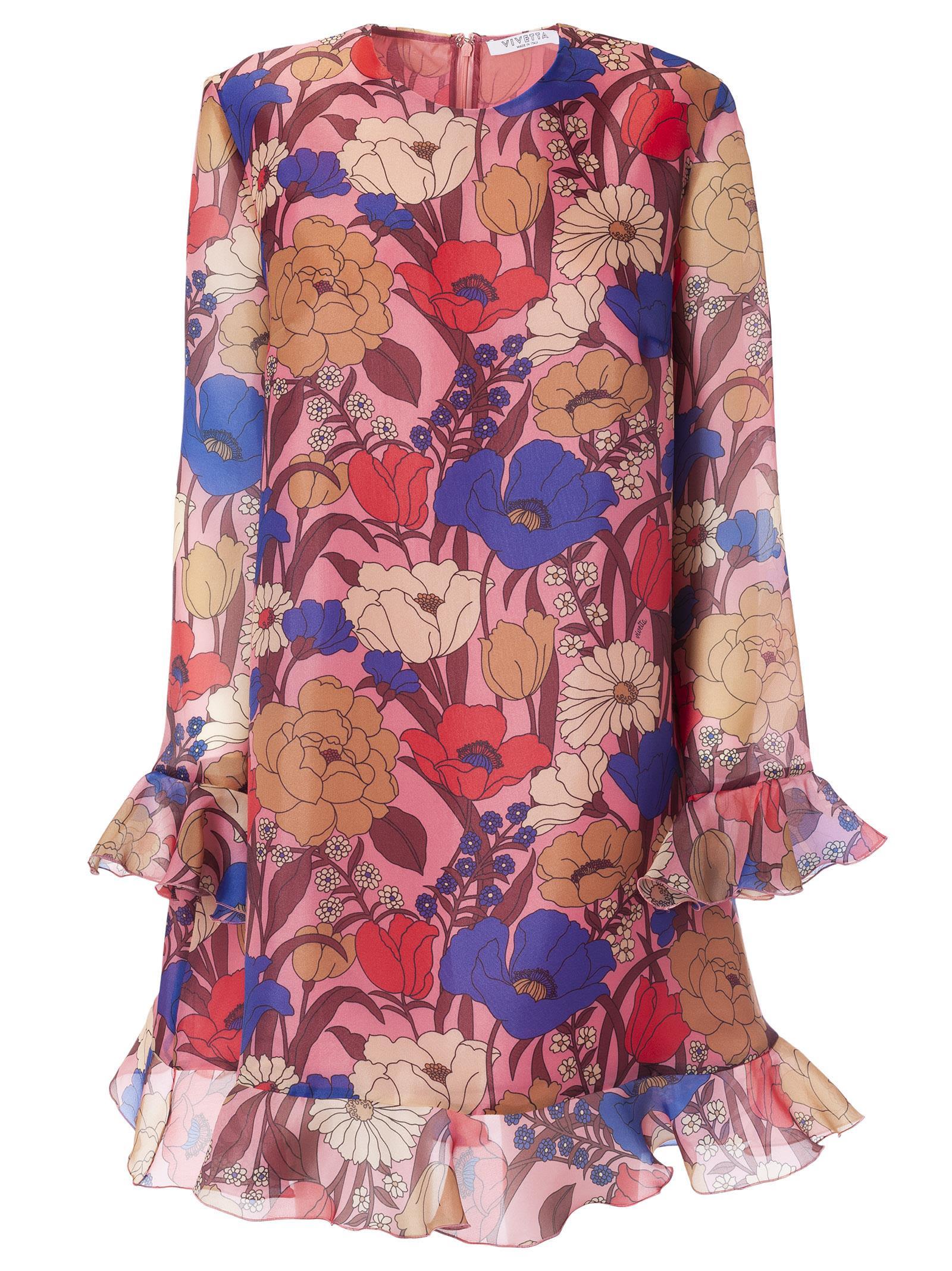 Vivetta Multicolor Floral Ducker Dress In Pink | ModeSens
