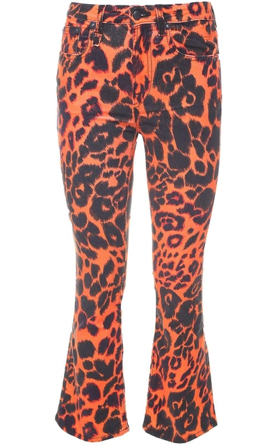 Shop R13 Kick Fit Leo-print Stretch-cotton Jeans In Arancione