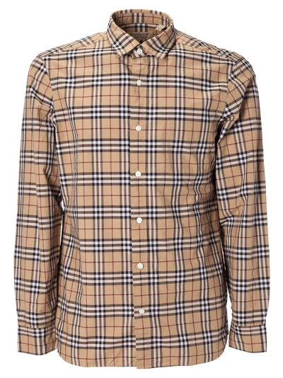 Shop Burberry Classic Check Shirt In Camel