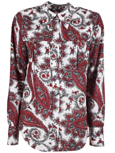 Shop Isabel Marant Floral Printed Shirt In Whrd White/red