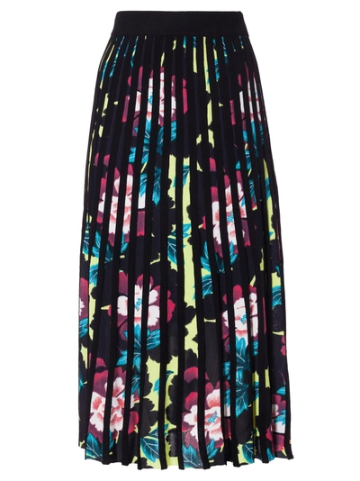 Shop Kenzo Pleated Floral Skirt In Moutarde