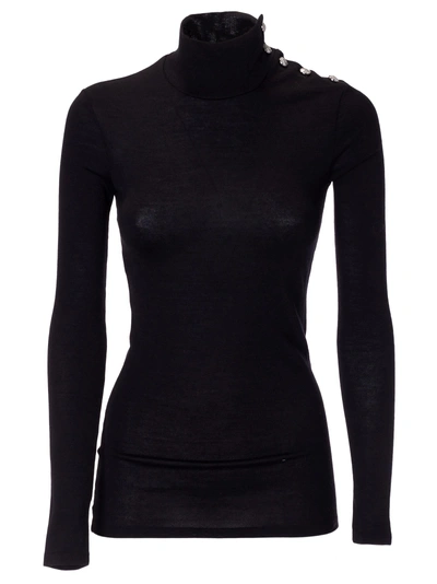 Shop Balmain Fine Knit Sweater In Black