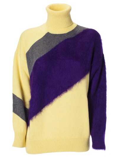 Shop N°21 Knitted Roll Neck Sweater In Giallo Chiaro