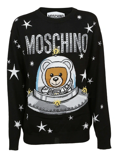 Shop Moschino Teddy Logo Sweater In Nero