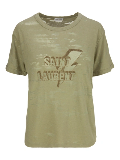 Shop Saint Laurent Sant Laurent T-shirt In Kaki