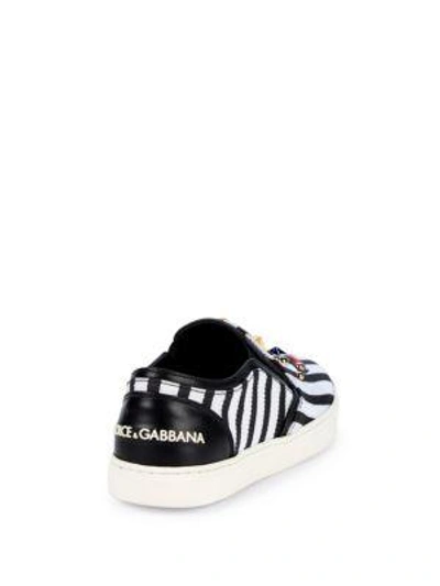 Shop Dolce & Gabbana Studded Stripe Slip-on Trainers In Red White