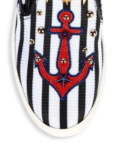Shop Dolce & Gabbana Studded Stripe Slip-on Sneakers In Red White