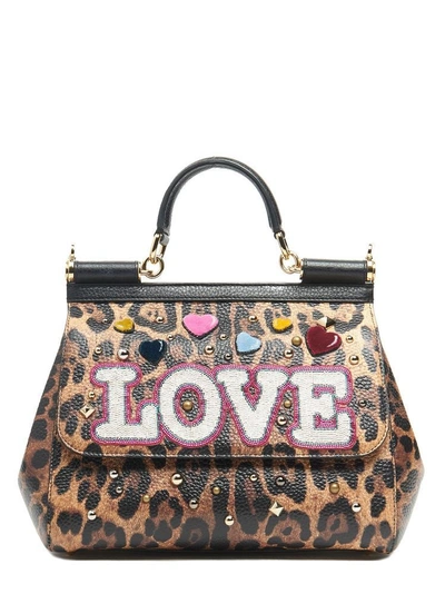 Shop Dolce & Gabbana Leopard Print Sicily Love Tote In Multi