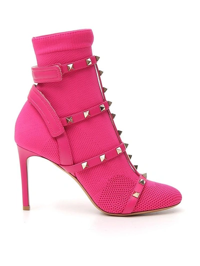 Shop Valentino Garavani Rockstud Ankle Boot In Pink