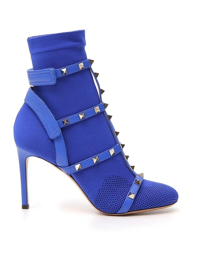 Shop Valentino Garavani Rockstud Ankle Boot In Blue
