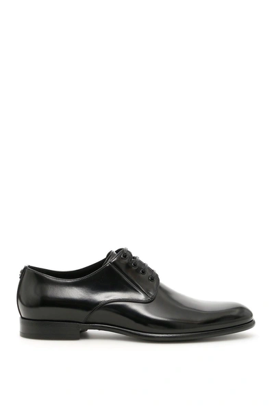 Shop Dolce & Gabbana Patent Leather Derby Shoes In Black