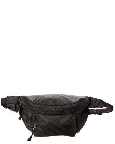 Shop Balenciaga Jacquard Logo Wheel Nylon Belt Bag In Black
