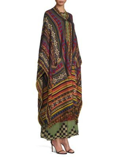 Shop Etro Patterned Knit Cape In Multi