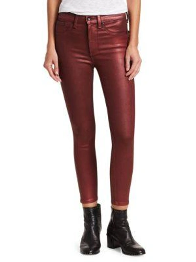Shop Rag & Bone Skinny High-rise Coated Jeans In Metallic Red
