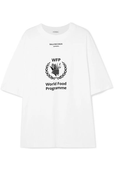 Shop Balenciaga + World Food Programme Printed Cotton-jersey T-shirt In White