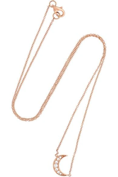 Shop Andrea Fohrman Mini Crescent 18-karat Rose Gold Diamond Necklace