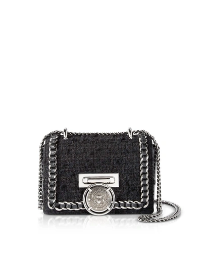 Shop Balmain Black Tweed Tricot Baby Bbox Flap Shoulder Bag