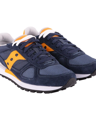 Shop Saucony Shadow Original Suede Sneakers In Blue - Yellow