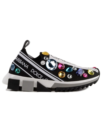 Shop Dolce & Gabbana Crystal Embellished Sneakers In Nero/multicolor