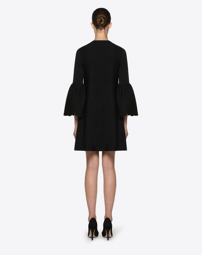 Shop Valentino Scalloped Knit Dress In Black