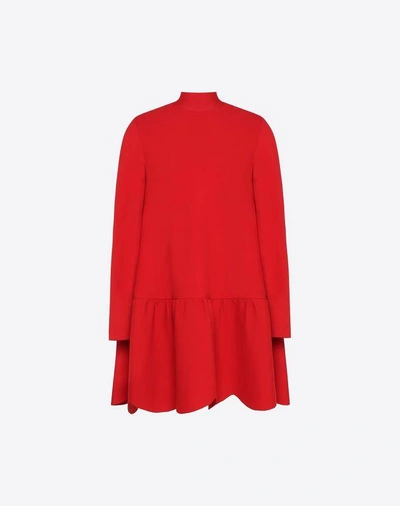 Shop Valentino Scalloped Knit Dress In Red