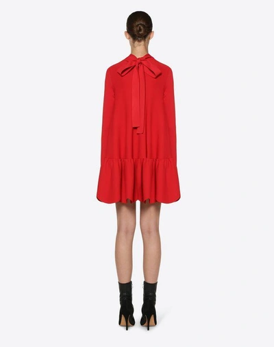 Shop Valentino Scalloped Knit Dress In Red