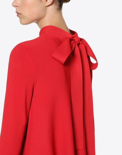 Shop Valentino Scalloped Knit Dress In Red